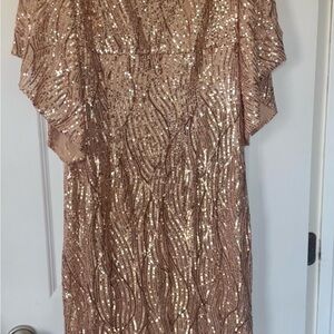 JS Collections Rose Gold Sequin Long Sleeve Dress